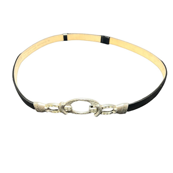 Chico's Adjustable Hook & Loop rhinestone Embellished Buckle Belt black - Picture 2 of 6